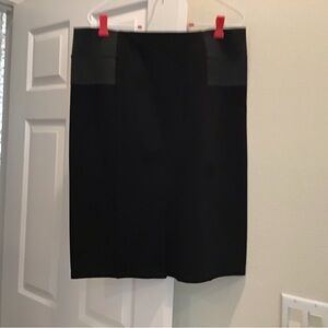 Calvin Klein black high rise luxe stretch pencil skirt. Back pleat.